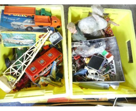 A Collection of Corgi, Matchbox &amp; Other Model Vehicles, in play worn condition, together with model railway diorama parts