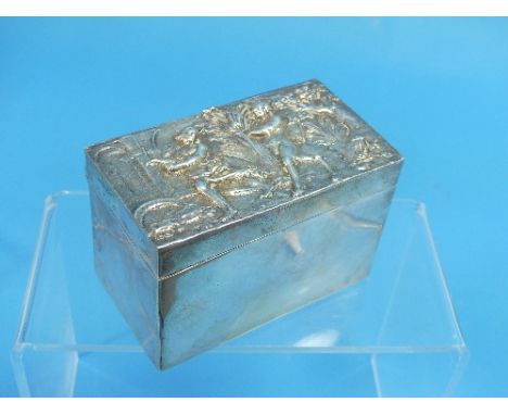 A late Victorian silver Tea Caddy, by Maurice Freeman, hallmarked London, 1893, of hinged rectangular form, the plain box wit