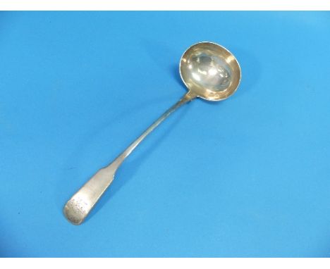 Scottish Provincial Silver; An early 19thC Soup Ladle, by Alexander Cameron (1820 - 1840), Dundee, fiddle pattern, the handle