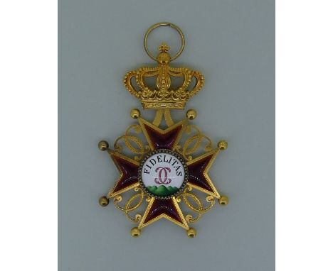 Imperial Germany; Baden, House Order of Fidelity, Grand Cross sash badge, in gold and enamel, the Maltese cross with the Duca