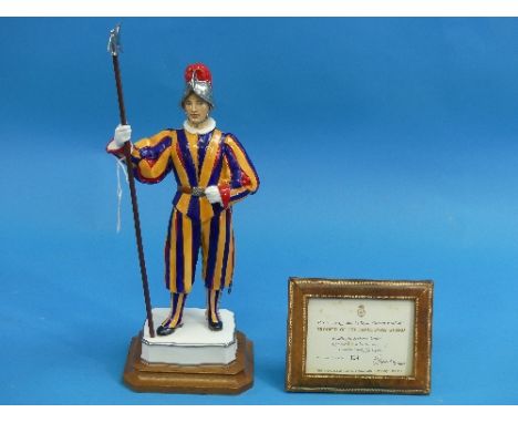 A Royal Worcester "Trooper of the Papal Swiss Guard" figurine, limited edition No 124 of 150, modelled by Frederick Gertner, 