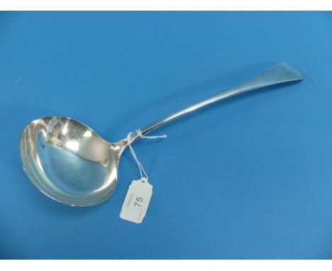 A George V silver Soup Ladle, by Walker &amp; Hall, hallmarked Sheffield, 1911, Old English pattern, 13in (33cm) long, approx