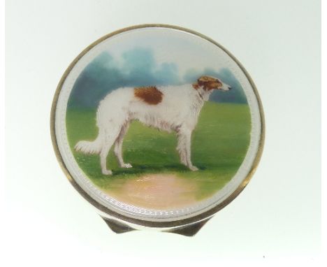 A Continental silver and enamel Powder Compact, London import marks for George Stockwell, 1928, of circular, the hinged lid w