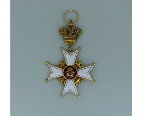 Imperial Germany; Barden, Order of Berthold I, Grand Cross sash badge, in gold and enamel, the Maltese cross with hinged Duca
