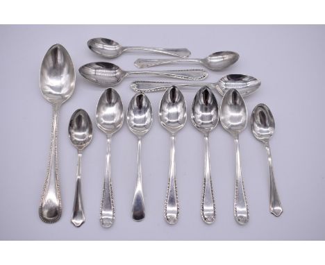 A set of six silver teaspoons, by&nbsp;Thomas Turner &amp; Co, Sheffield 1932; together with six other various silver spoons,