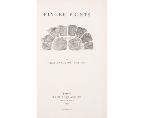 Science.- Galton (Francis) Finger Prints, with supplement 'Decipherment of Blurred Finger Prints', together 2 vol., [PMM 376]