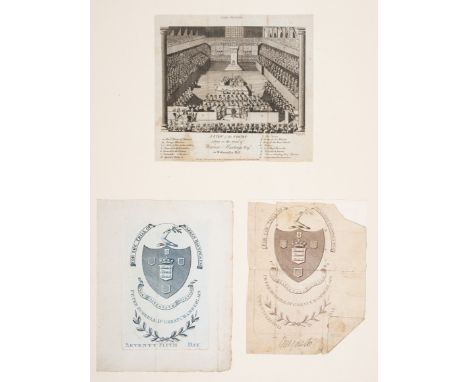 Trial of Warren Hastings.- 2 entrance tickets for the 22nd and 75th days of the Hastings trial at Westminster Hall, engraved,