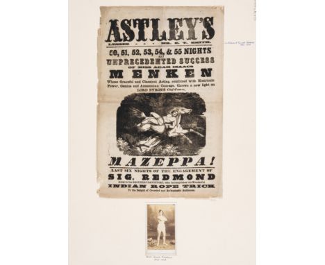Byroniana.- Hippodrama.- Astley's. Miss Adah Isaacs Menken...throws a new light on Lord Byron's chef d'oeuvre Mazeppa, bifoli