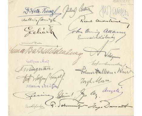 ARTS IN AUSTRIA THE: A good multiple signed oblong 4to card by twenty five individuals, each associated with the Arts in Aust