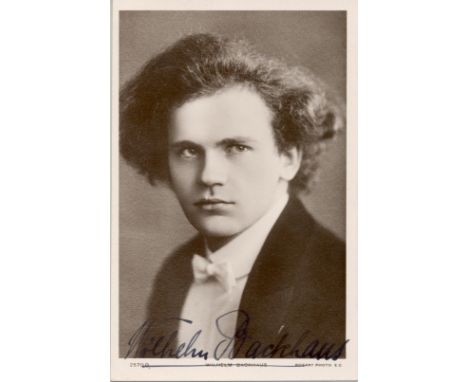 BACKHAUS WILHELM: (1884-1969) German Pianist. Vintage signed postcard photograph, the image depicting a young Backhaus in a h