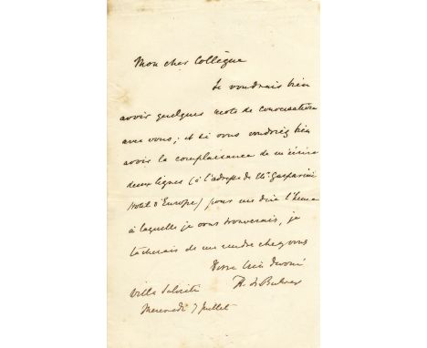 BULWER HENRY: (1801-1872) British Politician, Diplomat & Writer. Two A.Ls.S., H. L. Bulwer, each one page, 8vo, Villa Salviat