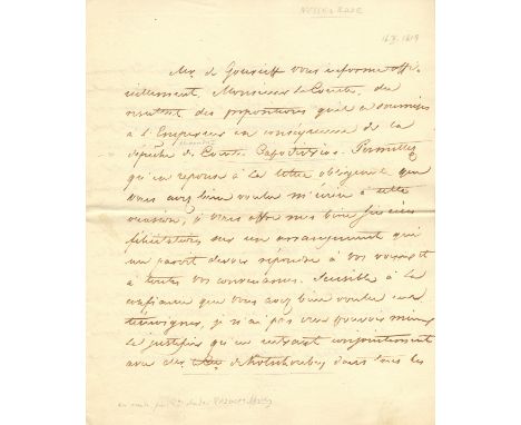 NESSELRODE KARL: (1780-1862) Russian Count, Diplomat and Foreign Affairs Minister 1816-56. A.L.S., Nesselrode, three pages, 4