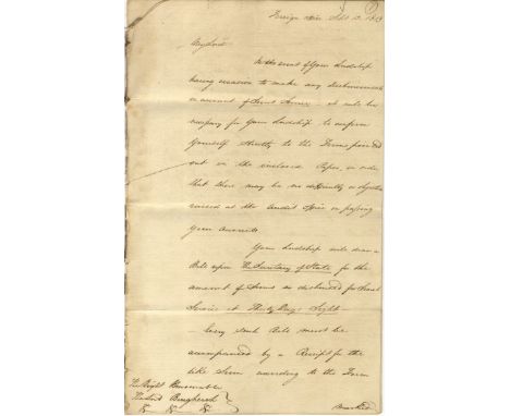 SECRET SERVICE: An interesting A.L.S. by Charles R. Broughton, a British Foreign Office official, four pages, folio, Foreign 