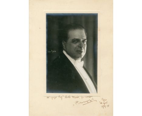 MASCAGNI PIETRO: (1863-1945) Italian Composer. A fine vintage signed and inscribed 10 x 14 photograph of Mascagni in a head a