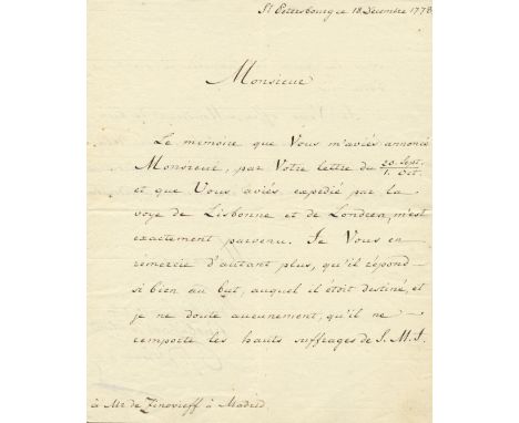 OSTERMAN IVAN: (1725-1811) Russian Statesman, Minister of Foreign Affairs and Chancellor of the Russian Empire. L.S., C. I. D