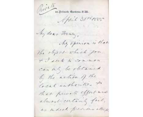 CHAMBERLAIN JOSEPH: (1836-1914) British Statesman, father of Austen and Neville Chamberlain. Series of seven A.Ls.S. and Ls.S