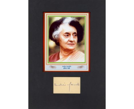 INDIAN POLITICAL LEADERS : Small selection of signed photographs and signed piece (1) by political leaders of India comprisin