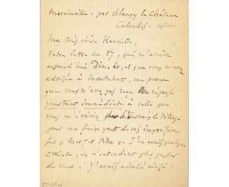 GOUNOD CHARLES: (1818-1893) French Composer. A.L.S., Ch. Gounod, two pages, 8vo, Morainville par Blangly le Château, Calvados