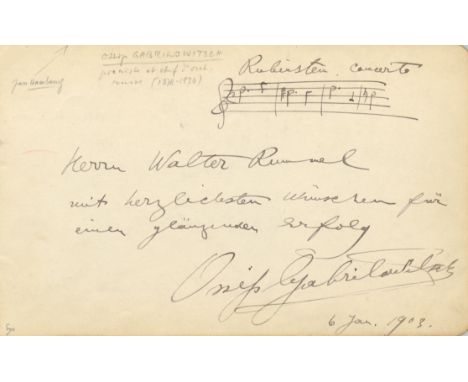 GABRILOWITSCH OSSIP: (1878-1936) Russian-born American Pianist and Composer. A.M.Q.S., Ossip Gabrilowitsch, oblong 8vo, n.p.[