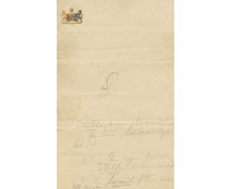 VICTORIA: (1819-1901) Queen of the United Kingdom Great Britain & Ireland 1837-1901. An unusual original pencil drawing by Qu