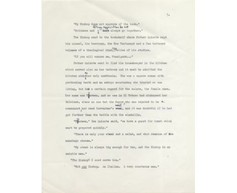 GREENE GRAHAM: (1904-1991) English Novelist. An original typed manuscript copy of How Father Quixote became a Monsignor, Chap