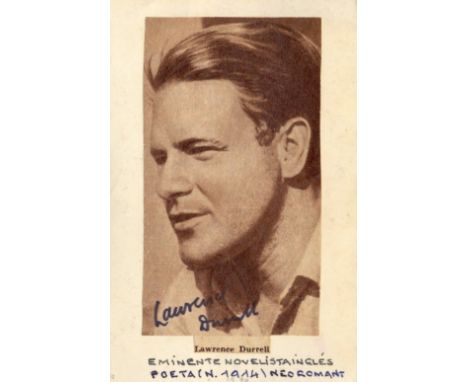 DURRELL LAWRENCE: (1912-1990) British Novelist & Poet. Small selection comprising two ink signatures ('Lawrence Durrell') on 