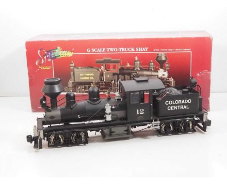 A SPECTRUM by BACHMANN G scale Two-Truck Shay steam locomotive in black, re-lettered into Colorado Central Livery - VG in G/V