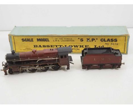 A MARKLIN for BASSETT-LOWKE O gauge clockwork Jubilee Class steam loco in LMS maroon livery numbered 5573 - G/VG in G origina