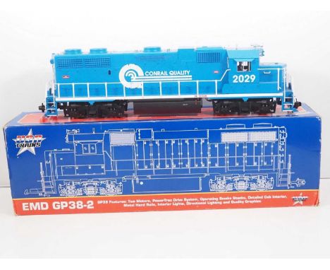 A USA TRAINS Gauge 1 (1:29 scale) American Outline EMD GP38-2 diesel locomotive in Conrail livery - VG in G box