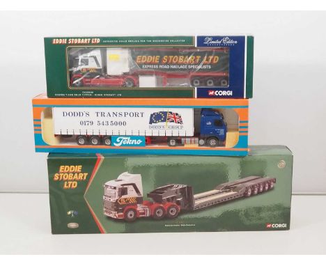 A group of 1:50 scale diecast articulated lorries by CORGI and TEKNO - VG/E in VG boxes (3)