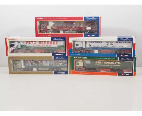 A group of CORGI 1:50 scale diecast articulated lorries in various transport liveries - VG/E in VG boxes (5)