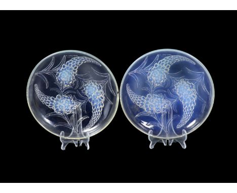 A pair of R. Lalique Veronique opalescent glass bowls, model No.397, designed 1928,each with a moulded mark ‘R. LALIQUE FRANC