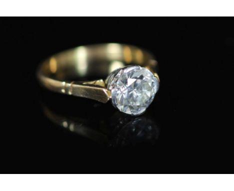 A gold and solitaire diamond ring,the round cut stone weighing approximately 2.00ct, size R/S, gross weight 4.4 grams