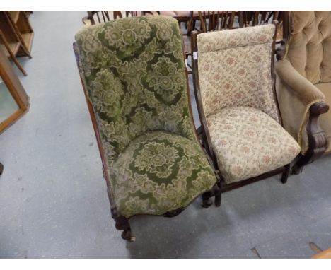 Victorian button back nursing chair and other