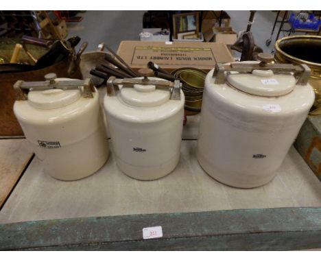 Three Doulton potters ceramic mixing jars