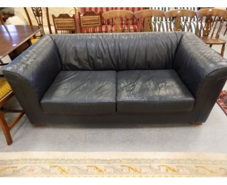 Blue leather sofa