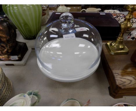 Ceramic cake stand with glass dome
