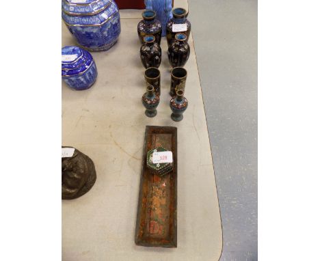 Nine pieces of Cloisonne enamel wares