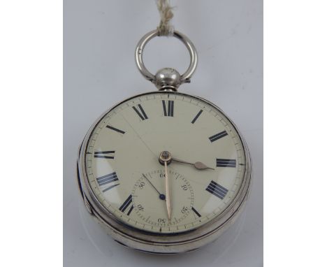 A silver Robert Westmore open faced pocket watch, the enamel dial with Roman numerals, subsidiary seconds dial at six, spade 