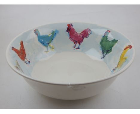 A Tiffany & Co. Tiffany Roosters circular ceramic bowl with sponged, glazed border, D. 31cm.