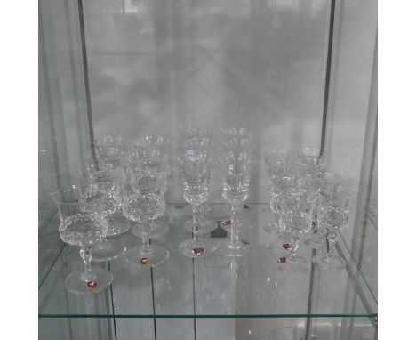 A large quantity of Orrefors Glassware, to include Sherry Glasses, Tumblers, etc, some with stickers, some engraved, 55 piece