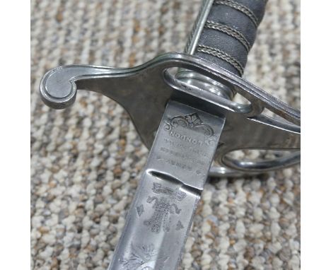 A replica 19thC Cavalry Officer's Dress Sword, 1821/2 pattern, the blade marked for 'Henry Wilkinson, Pall Mall, London', wit