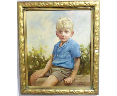 Arthur Spooner (British, 1873-1962), Portrait of a young boy, oil on canvas, signed, dated 1938, 61cm x 51cm, framed. 