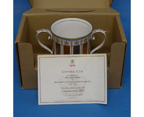 A cased limited edition Spode Loving Cup, to commemorate the Golden Jubilee, limited edition 63/500 