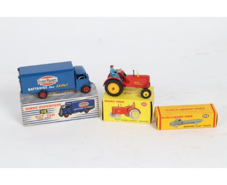 3 Dinky Toys. A Supertoys Guy Ever Ready van (918). With second type cab and red wheels and black smooth tyres. Complete with