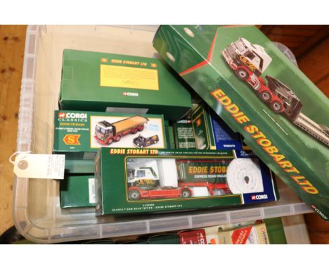 14 Corgi Classics Eddie Stobart series. Scania Low Loader, Scania T Cab Bulk Tipper, AEC Ergomatic 6 Wheel Tipper. Volvo FH T
