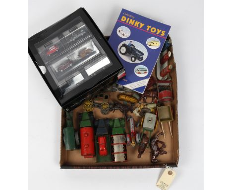 A quantity of various makes. including 6 Tri-ang Minics, red and green tanker is missing a wheel. Brimtoy Bus with surface ru