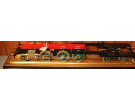 A heavy duty rolling chassis for a 2 1/2" gauge 2-6-4 tank locomotive. Complete with 2 outside cylinders, pistons and motion,