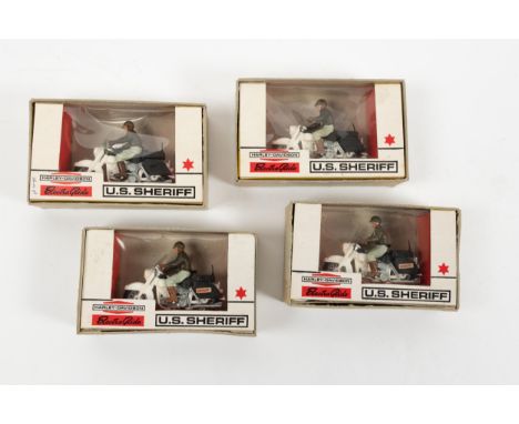 4x Britains U.S. Sheriff Harley Davidson Motorcycles with rider. Some minor wear to boxes. All unused. VGC-MINT. £40-60