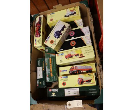 12 Corgi Classics. 9 in BRS livery, Bedford TK Platform Trailer &amp; Pallets. AEC Mk V 8 Wheel Platform Lorry, Leyland 4 Whe